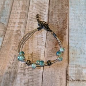 Turquoise ceramic bead adjustable bracelet